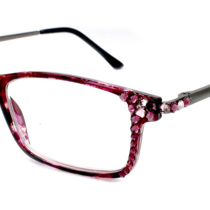 Vienna, (Bling) Women Reading Glasses W (Light Amethyst, Amethyst) +1.25 +3 (Tortoise Shell + Purple) NY Fifth Avenue