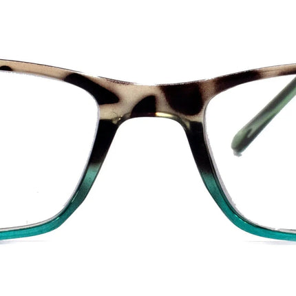Vienna, (Premium) Reading Glasses High End Readers (Tortoise Shell Blue) Rectangular +1.25..+3 Magnifying Metal Thin Temple NY Fifth Avenue.