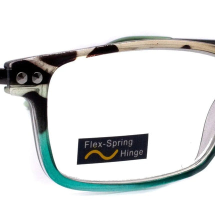Vienna, (Premium) Reading Glasses High End Readers (Tortoise Shell Blue) Rectangular +1.25..+3 Magnifying Metal Thin Temple NY Fifth Avenue.