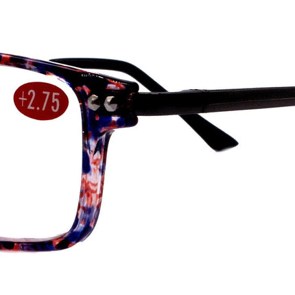Vienna, (Premium) Reading Glasses High End Readers (Tortoise Shell Red) Rectangular +1.25..+3 Magnifying Metal Thin Temple. NY Fifth Avenue.