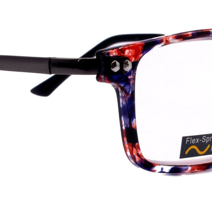 Vienna, (Premium) Reading Glasses High End Readers (Tortoise Shell Red) Rectangular +1.25..+3 Magnifying Metal Thin Temple. NY Fifth Avenue.