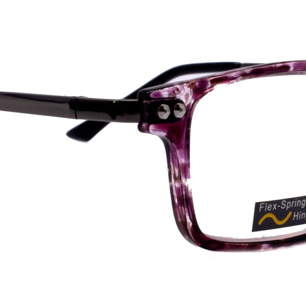 Vienna, (Premium) Reading Glasses High End Readers (TortoiseShell Purple) Rectangular +1.25..+3 Magnifying Metal Thin Temple NY Fifth Avenue