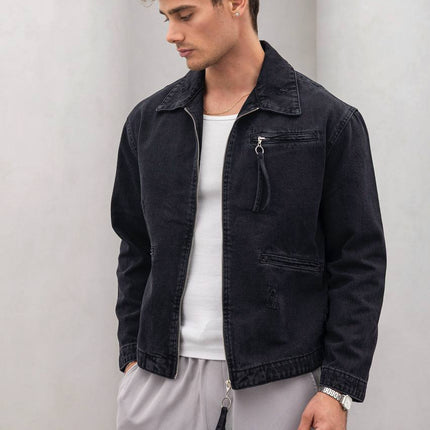 Vintage Washed Denim Jacket - Men's Streetwear Casual Jean Jacket