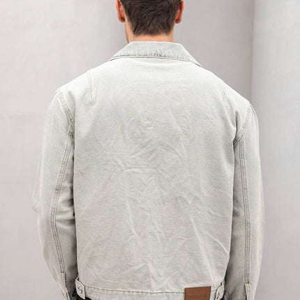 Vintage Washed Denim Jacket - Men's Streetwear Casual Jean Jacket