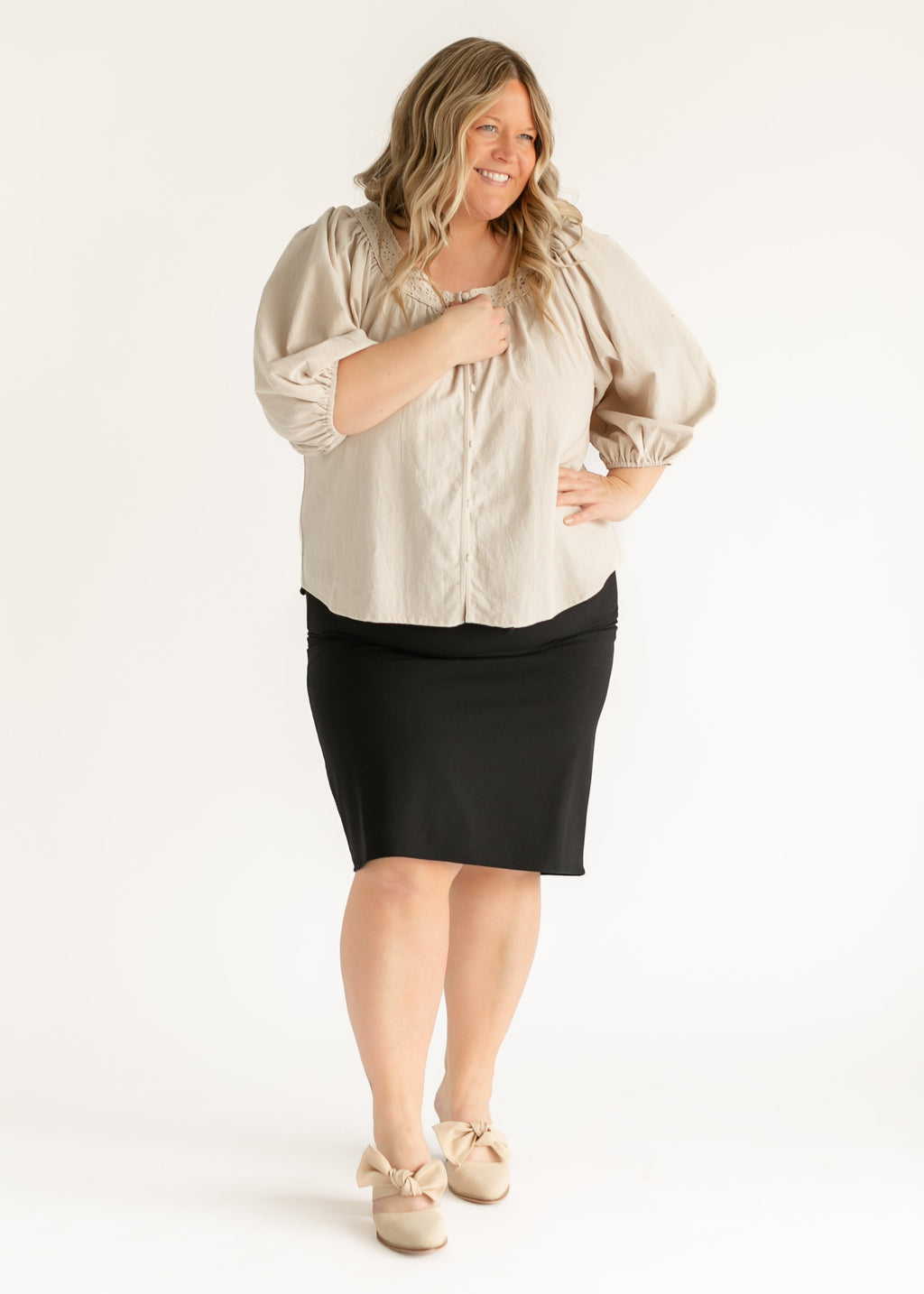 Wanda Classic Pencil Midi Skirt