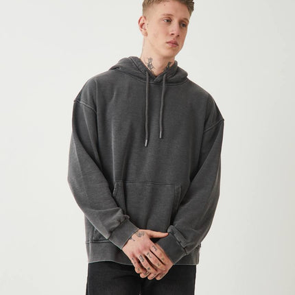 Unisex Washed Oversize Hoodie - Heavyweight Blank Sweatshirt - Gray