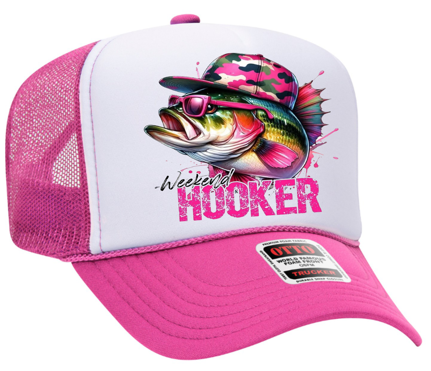 Weekend Hooker Bass Fishing Adult Otto Foam Trucker Hat