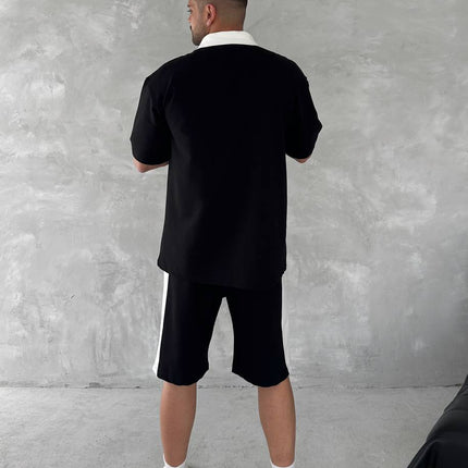 Elite Club Style Men's Polo & Shorts Set – Tailored Athletic Look with Crest Detail