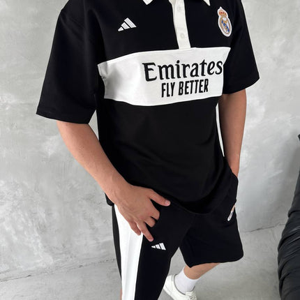 Elite Club Style Men's Polo & Shorts Set – Tailored Athletic Look with Crest Detail