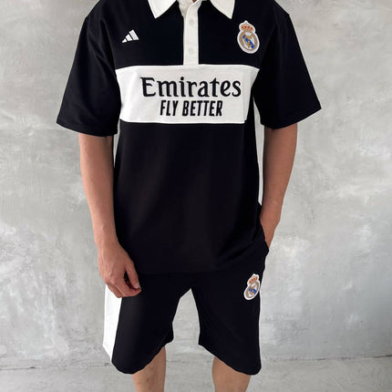 Elite Club Style Men's Polo & Shorts Set – Tailored Athletic Look with Crest Detail