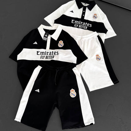 Elite Club Style Men's Polo & Shorts Set – Tailored Athletic Look with Crest Detail