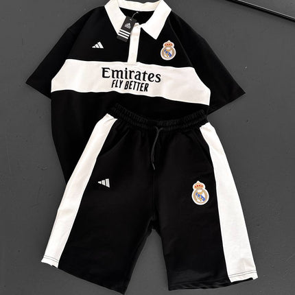 Elite Club Style Men's Polo & Shorts Set – Tailored Athletic Look with Crest Detail
