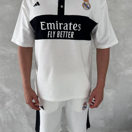 Elite Club Style Men's Polo & Shorts Set – Tailored Athletic Look with Crest Detail