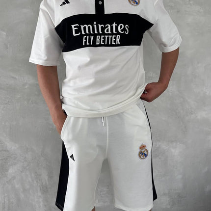 Elite Club Style Men's Polo & Shorts Set – Tailored Athletic Look with Crest Detail