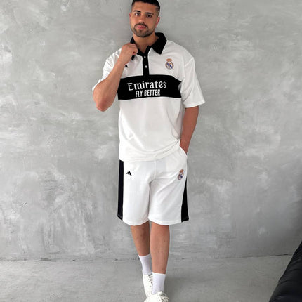 Elite Club Style Men's Polo & Shorts Set – Tailored Athletic Look with Crest Detail