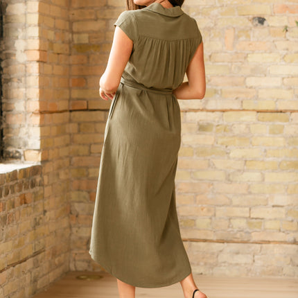 Willow Cap Sleeve Linen Midi Dress - FINAL SALE