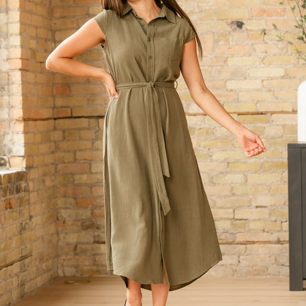 Willow Cap Sleeve Linen Midi Dress - FINAL SALE