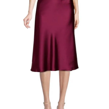 Satin Midi Skirt - Wine