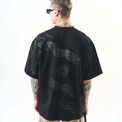Men's Oversize Graphic T-Shirt - Wings and Sun Streetwear Tee