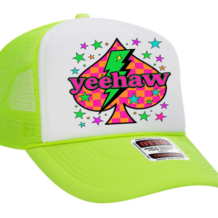 Yee Haw Neon Spade Adult Otto Foam Trucker Hat