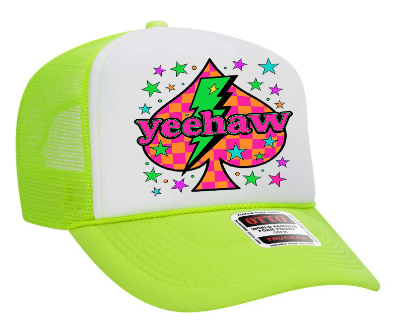 Yee Haw Neon Spade Adult Otto Foam Trucker Hat