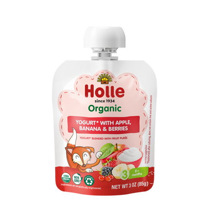 Holle Organic Apple, Banana & Berries Yogurt Pouches