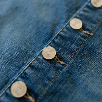 Zana Front Button Denim Midi Skirt