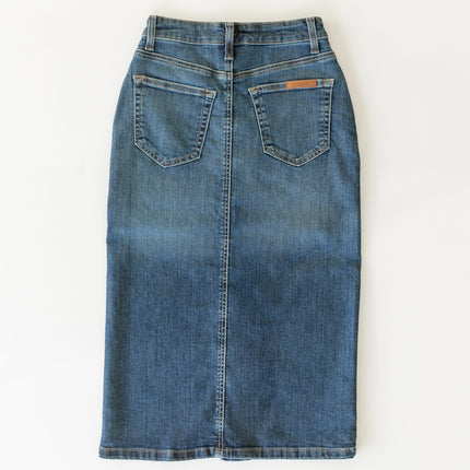 Zana Front Button Denim Midi Skirt