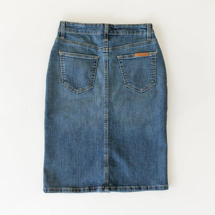 Zana Front Button Denim Midi Skirt