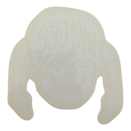 Zoltron Sue Nami's Head (White on Clear) Sticker